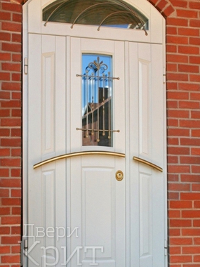 Белая дверь МДФ с ковкой и стеклом