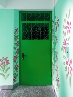 Дверь-решетка зеленого цвета