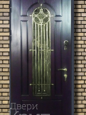 Уличная дверь со стеклом и ковкой
