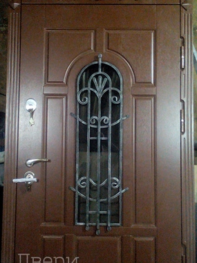 Дверь с ковкой и верхней фрамугой