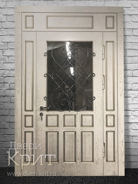 Дверь с боковыми и верхней вставками МДФ цвет беленый дуб
