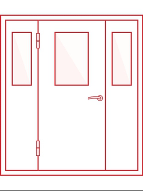 Однопольная с остеклением створки и боковых вставок
