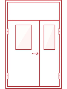 Полуторная с фрамугой и остеклением обеих створок