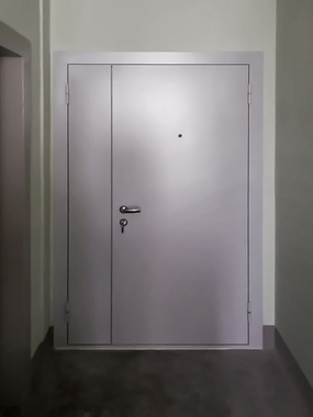 Серая тамбурная дверь